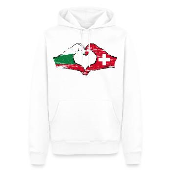 Bulgarien Schweiz Flagge Hände Herzform used - Männer Premium Bio Hoodie - Weiß - Vorne - Nico (187cm)