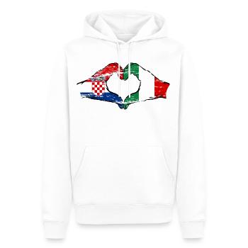 Kroatien Italien Flagge Hände Herzform used - Männer Premium Bio Hoodie - Weiß - Vorne - Nico (187cm)