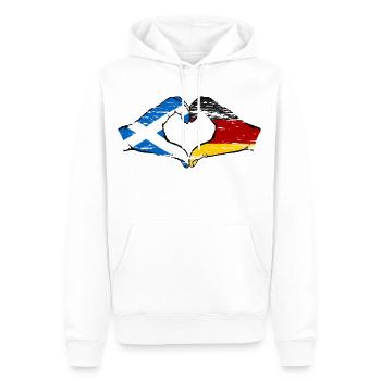 Schottland Deutschland Flagge Hände Herzform used - Männer Premium Bio Hoodie - Weiß - Vorne - Nico (187cm)
