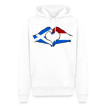Scotland Holland Flag Hands Heart Shape - Men’s Premium Organic Hoodie - white - Front - Nico (187cm)