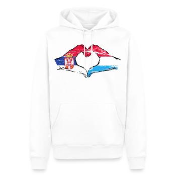 Aiguilles du drapeau de la Serbie Luxembourg en forme de coeur utilisé - Sweat à capuche Premium bio Homme - blanc - Devant - Nico (187cm)