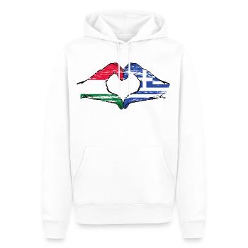 Ungarn Griechenland Flagge Hände Herzform used - Männer Premium Bio Hoodie - Weiß - Vorne - Nico (187cm)