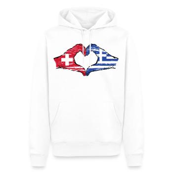 Schweiz Griechenland Flagge Hände Herzform used - Männer Premium Bio Hoodie - Weiß - Vorne - Nico (187cm)