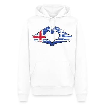 Island Griechenland Flagge Hände Herzform used - Männer Premium Bio Hoodie - Weiß - Vorne - Nico (187cm)