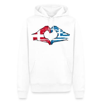 Dänemark Griechenland Flagge Hände Herzform used - Männer Premium Bio Hoodie - Weiß - Vorne - Nico (187cm)
