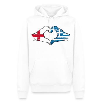 England Griechenland Flagge Hände Herzform used - Männer Premium Bio Hoodie - Weiß - Vorne - Nico (187cm)