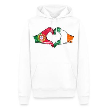 Portugal Irlande Drapeau Mains Coeur Forme Utilisé - Sweat à capuche Premium bio Homme - blanc - Devant - Nico (187cm)