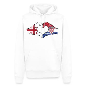 Georgien Kroatien Flagge Hände Herzform used - Männer Premium Bio Hoodie - Weiß - Vorne - Nico (187cm)