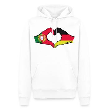 Portugal Deutschland Flagge Hände Herzform - Männer Premium Bio Hoodie - Weiß - Vorne - Nico (187cm)