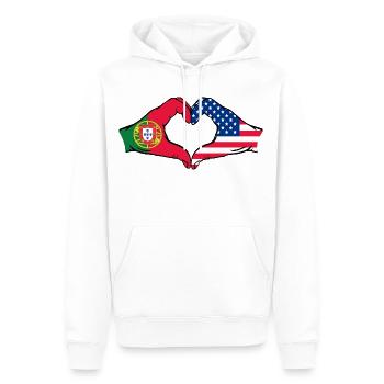 Portugal USA Drapeau Mains Coeur Forme De Coeur - Sweat à capuche Premium bio Homme - blanc - Devant - Nico (187cm)
