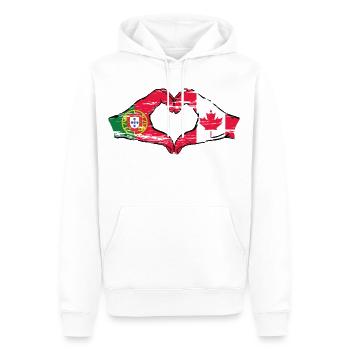 Portugal Canada Drapeau Mains Coeur Forme Utilisé - Sweat à capuche Premium bio Homme - blanc - Devant - Nico (187cm)