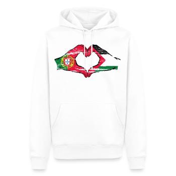 Portugal Palestine Drapeau Mains Coeur Forme Utilisé - Sweat à capuche Premium bio Homme - blanc - Devant - Nico (187cm)