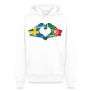 Suède Portugal drapeau mains forme coeur utilisé - Sweat à capuche Premium bio Homme - blanc - Devant - Nico (187cm)