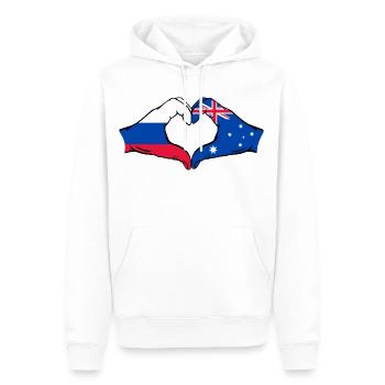 Russland Australien Flagge Herzform - Männer Premium Bio Hoodie - Weiß - Vorne - Nico (187cm)