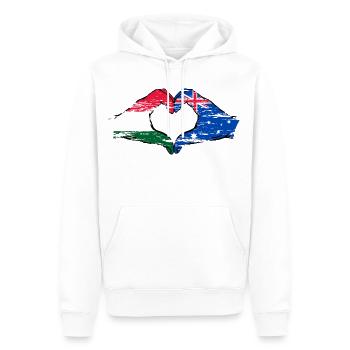 Ungarn Australien Flagge Herzform used - Männer Premium Bio Hoodie - Weiß - Vorne - Nico (187cm)