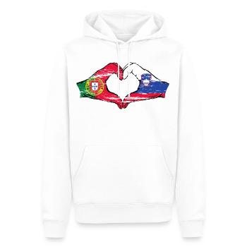 Portugal Slovénie drapeau forme de coeur utilisé - Sweat à capuche Premium bio Homme - blanc - Devant - Nico (187cm)