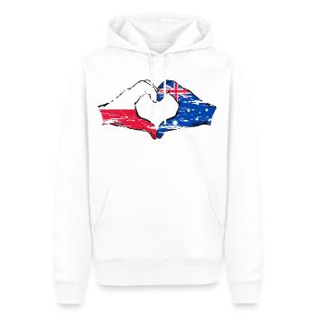 Polen Australien Flagge Herzform used - Männer Premium Bio Hoodie - Weiß - Vorne - Nico (187cm)
