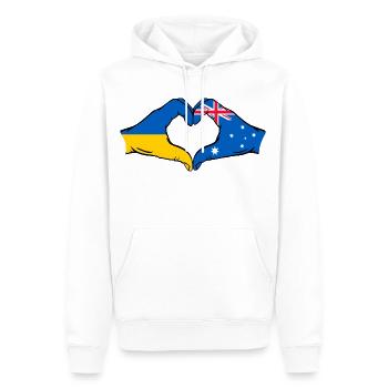 Ukraine Australien Flagge Herzform - Männer Premium Bio Hoodie - Weiß - Vorne - Nico (187cm)