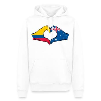 Kolumbien Australien Flagge Herzform - Männer Premium Bio Hoodie - Weiß - Vorne - Nico (187cm)