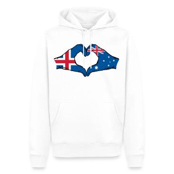 Islande Australie Drapeau Forme Coeur - Sweat à capuche Premium bio Homme - blanc - Devant - Nico (187cm)