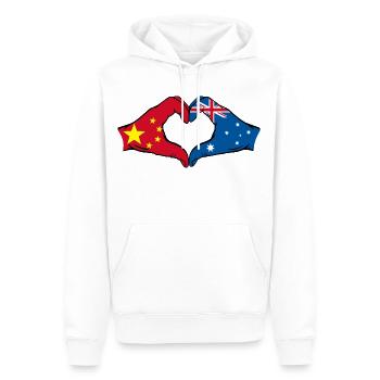 Forme de coeur du drapeau de la Chine et de l’Australie - Sweat à capuche Premium bio Homme - blanc - Devant - Nico (187cm)