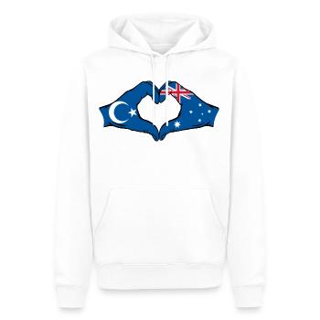 Drapeau ouïghour australien en forme de cœur - Sweat à capuche Premium bio Homme - blanc - Devant - Nico (187cm)