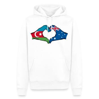 Aserbaidschan Australien Flagge Herzform - Männer Premium Bio Hoodie - Weiß - Vorne - Nico (187cm)