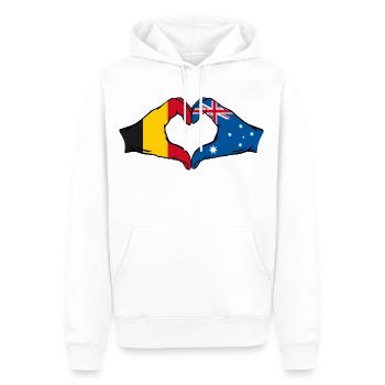 Belgien Australien Flagge Herzform - Männer Premium Bio Hoodie - Weiß - Vorne - Nico (187cm)