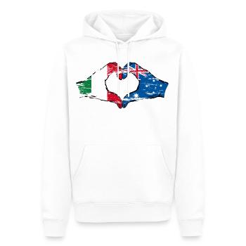 Italien Australien Flagge Herzform used - Männer Premium Bio Hoodie - Weiß - Vorne - Nico (187cm)