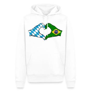 Bavière, Brésil, Drapeau, Mains, Forme Coeur Utilisé - Sweat à capuche Premium bio Homme - blanc - Devant - Nico (187cm)