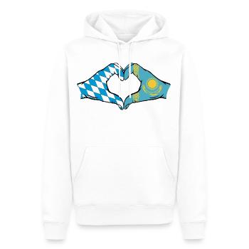 Bavière, Kazakhstan, Drapeau, Mains, Forme Coeur - Sweat à capuche Premium bio Homme - blanc - Devant - Nico (187cm)