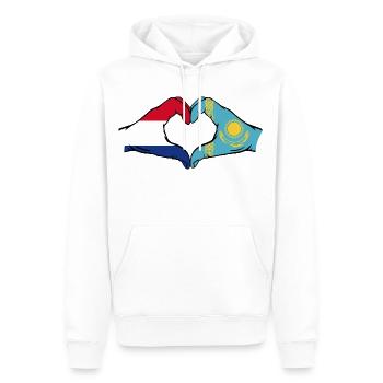 Hollande Kazakhstan Drapeau Mains Coeur Forme - Sweat à capuche Premium bio Homme - blanc - Devant - Nico (187cm)