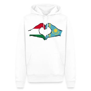 Hongrie Kazakhstan Drapeau Mains Coeur Forme - Sweat à capuche Premium bio Homme - blanc - Devant - Nico (187cm)