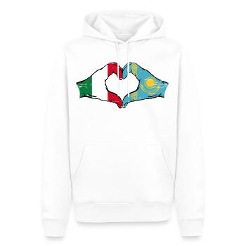 Italien Kasachstan Flagge Hände Herzform used - Männer Premium Bio Hoodie - Weiß - Vorne - Nico (187cm)