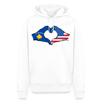 Kosovo USA Flagge Hände Herzform - Männer Premium Bio Hoodie - Weiß - Vorne - Nico (187cm)
