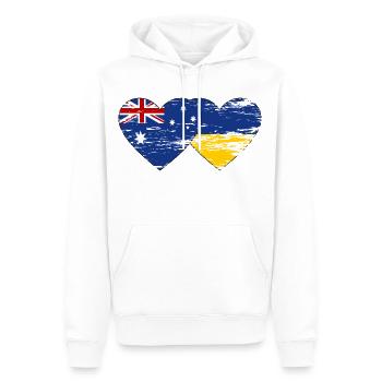 Australien Ukraine Flagge Herz used - Männer Premium Bio Hoodie - Weiß - Vorne - Nico (187cm)
