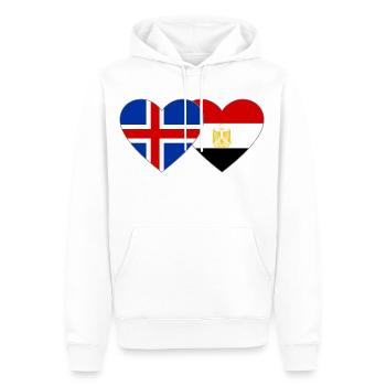 Iceland Egypt Flag Hands Heart Shape - Men’s Premium Organic Hoodie - white - Front - Nico (187cm)