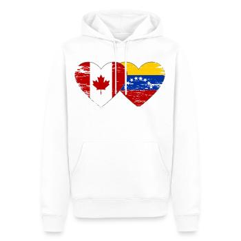 Drapeau Canada Venezuela coeur utilisé - Sweat à capuche Premium bio Homme - blanc - Devant - Nico (187cm)