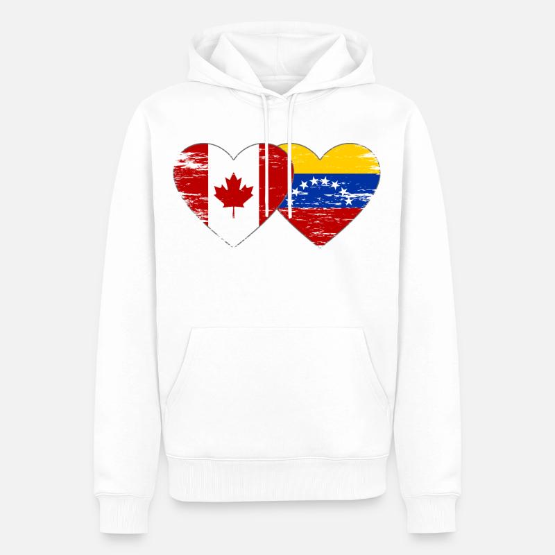 Drapeau Canada Venezuela coeur utilisé - Sweat à capuche Premium bio Homme - blanc