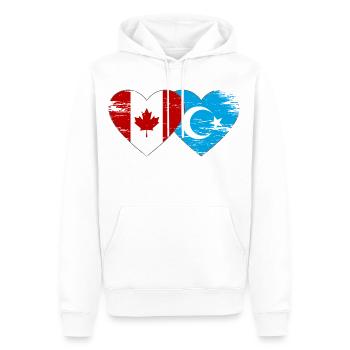 Drapeau du Canada ouïghour coeur utilisé - Sweat à capuche Premium bio Homme - blanc - Devant - Nico (187cm)