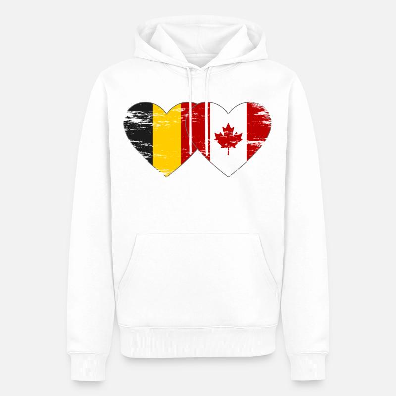 Belgique Canada Drapeau Coeur utilisé - Sweat à capuche Premium bio Homme - blanc