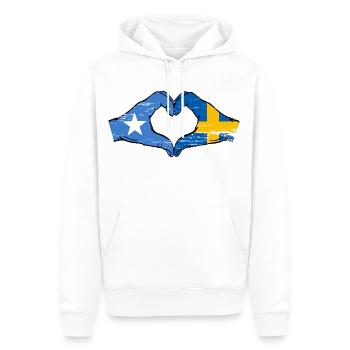 Somalie Suède drapeau mains forme de coeur utilisé - Sweat à capuche Premium bio Homme - blanc - Devant - Nico (187cm)
