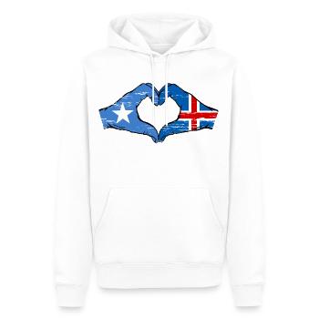 Drapeau de l’île de Somalie mains forme de coeur utilisé - Sweat à capuche Premium bio Homme - blanc - Devant - Nico (187cm)