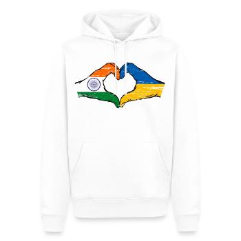 Indien Ukraine Flagge Hände Herzform used - Männer Premium Bio Hoodie - Weiß - Vorne - Nico (187cm)