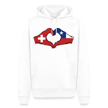 Schweiz Chile Flagge Hände Herzform - Männer Premium Bio Hoodie - Weiß - Vorne - Nico (187cm)