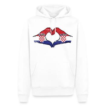Croatia flag hands heart shape used - Men’s Premium Organic Hoodie - white - Front - Nico (187cm)