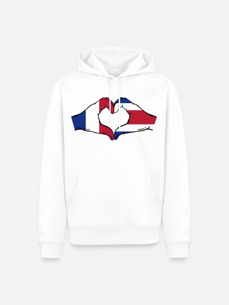 Frankreich Costa Rica Flagge Hände Herzform - Männer Premium Bio Hoodie - Weiß