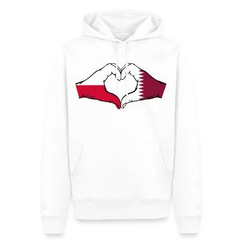 Polen Katar Flagge Hände Herzform - Männer Premium Bio Hoodie - Weiß - Vorne - Nico (187cm)
