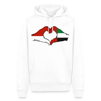 Indonésie Émirats arabes unis Cœur - Sweat à capuche Premium bio Homme - blanc - Devant - Nico (187cm)