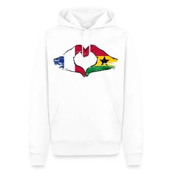 Drapeau de la France Ghana mains forme de coeur utilisé - Sweat à capuche Premium bio Homme - blanc - Devant - Nico (187cm)